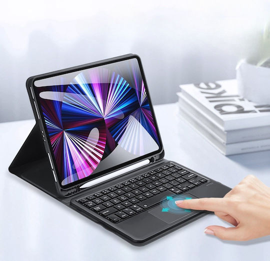 Dux Ducis Touchpad Flip Cover με Πληκτρολόγιο στα Αγγλικά US Μαύρη (iPad Air 2020/2022)