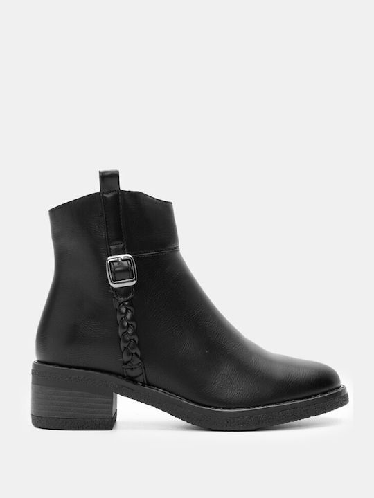 Stiefeletten mit dekorativem Riemen 4305601-schwarz