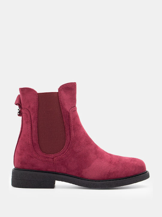 Elastic Ankle Boots 4305126-Burgundy