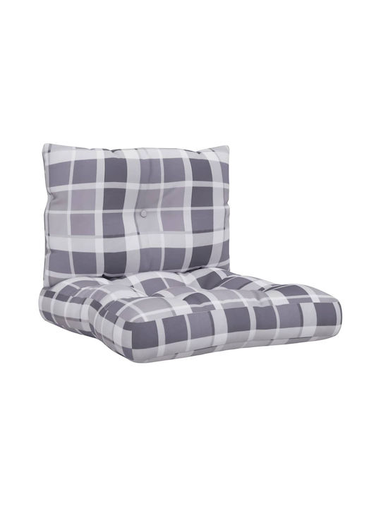 vidaXL Waterproof Pallet Bench Cushion Grey Plaid 2pcs