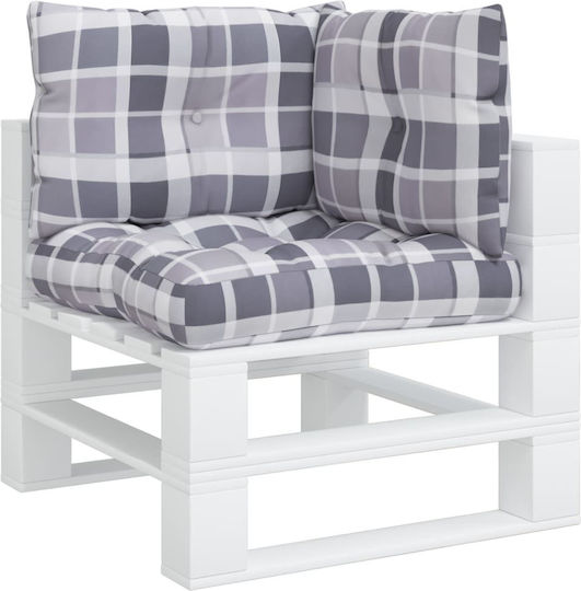 vidaXL Waterproof Bench Cushion for Pallet with Backrest Grey Checkered 3 Pieces