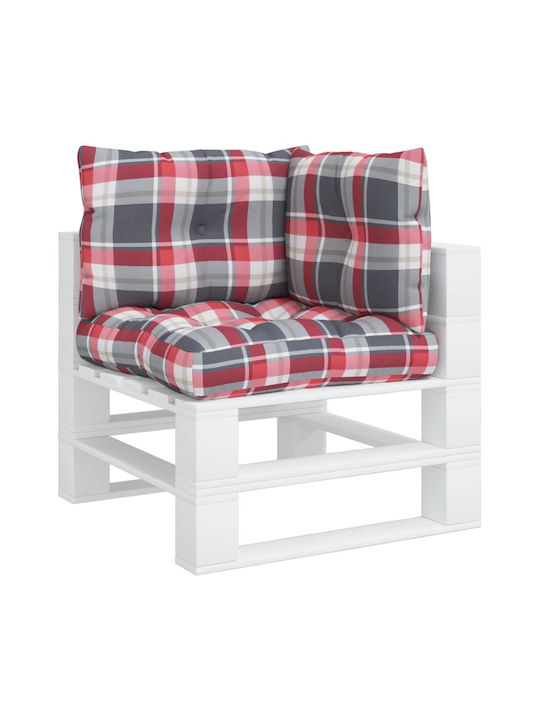 vidaXL Waterproof Bench Cushion for Pallet with Backrest Grey Checkered 3 Pieces