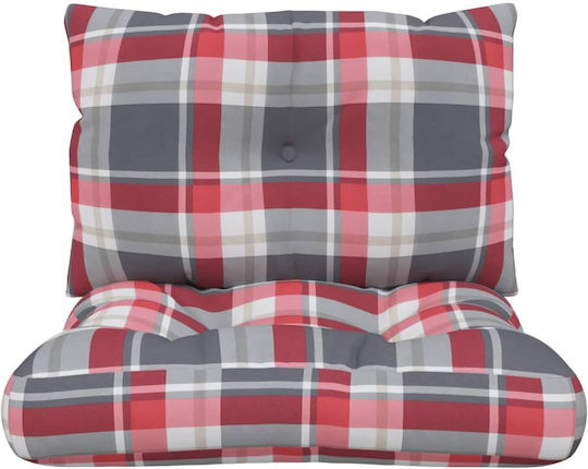 vidaXL Waterproof Bench Cushion for Pallet with Backrest Gray Checkered 2pcs