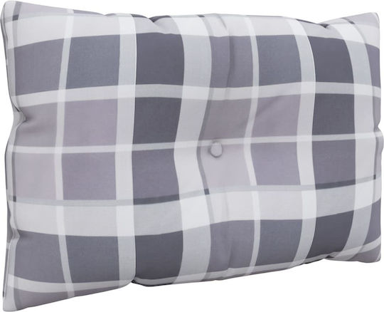 vidaXL Waterproof Bench Cushion for Pallet with Backrest Grey Checkered 3 Pieces