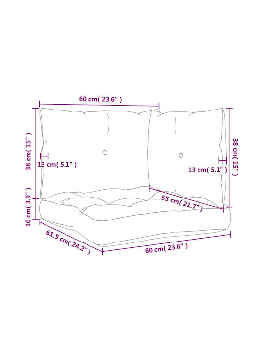 vidaXL Waterproof Bench Cushion for Pallet with Backrest Grey Checkered 3 Pieces
