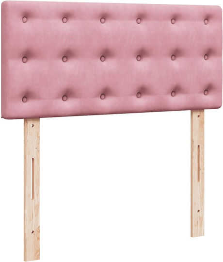 Single Upholstered Bed with Fabric Pink with Slats & Mattress 100x200cm