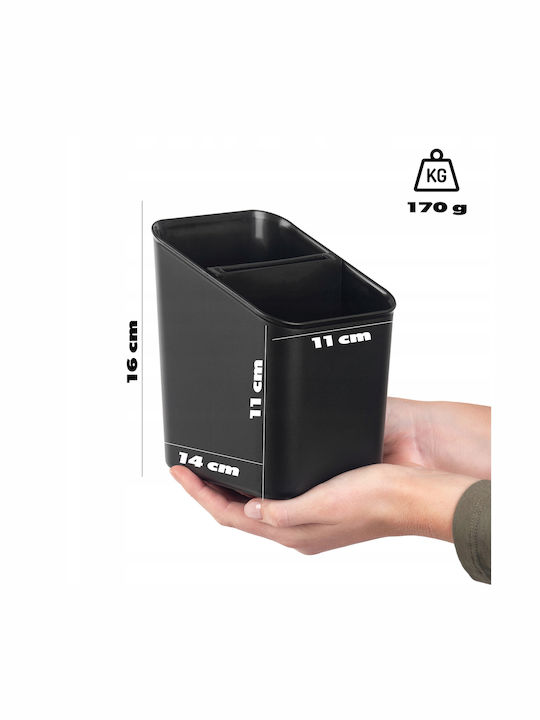 Kadax Suport De Scurgere Pentru Tacâmuri Din Plastic Negru 14x11x16cm