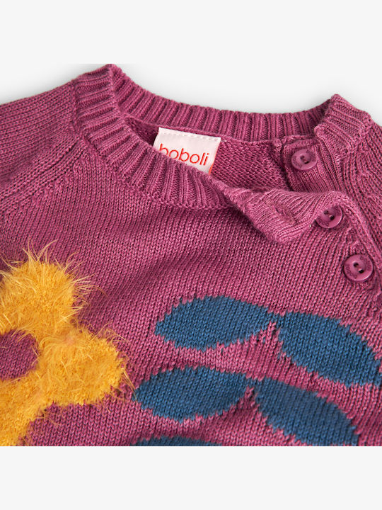 Children's Dress Long Sleeve Knitted eggplant