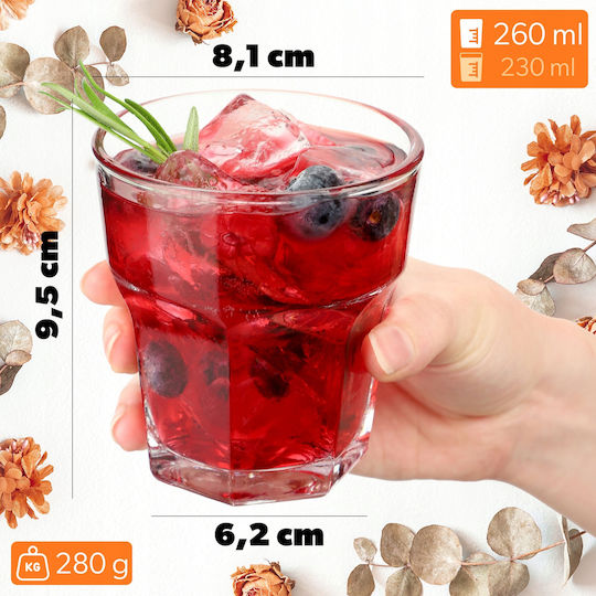 Kadax Σετ Ποτήρια Καφέ/Freddo / Νερού από Γυαλί 230ml 4τμχ