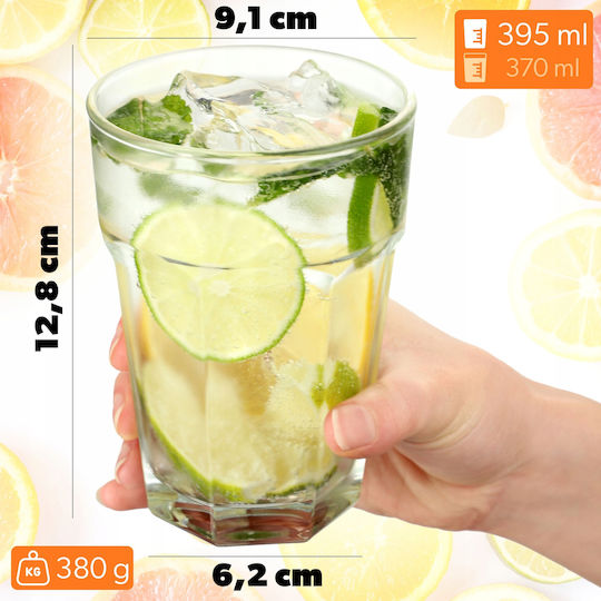 Kadax Glass Water / Cocktail/Drinking / Coffee/Freddo made of Glass 370ml
