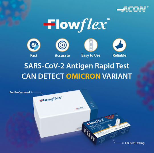 Acon FlowFlex SARS-Cov-2 Antigen Rapid Test 25pcs Self-Diagnostic Test for Rapid Detection Antigens with Nasal Sample