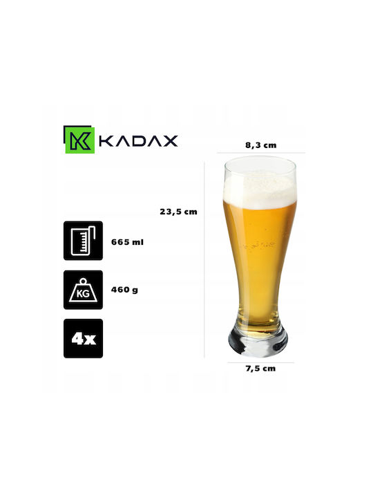 Kadax Set of Glasses Beer, μπίρας / Water made of Glass 665ml 4pcs