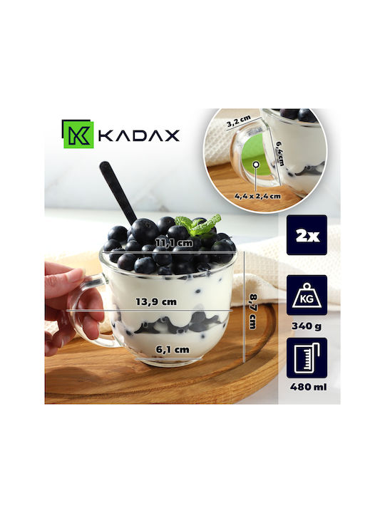 Kadax Set of Glasses Coffee/Freddo made of Glass 480ml 2pcs