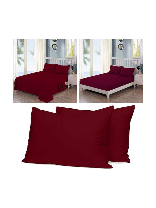 Casa Colori Σετ Μαξιλαροθήκες με Φάσα Bordeaux 50x70εκ.