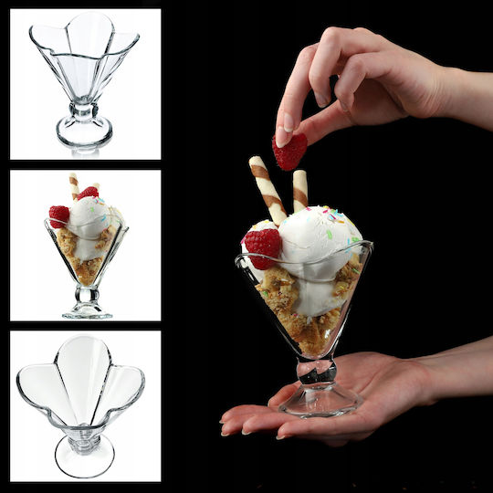 Kadax Bol de Servire pentru Înghețată Rotund Sticlă Transparent 6buc
