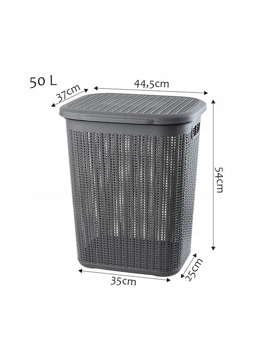 Kadax Coș De Rufe Din Plastic 50L Cu Capac Gri