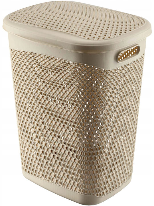 Kadax Coș De Rufe Din Plastic 55 L Cu Capac Bej
