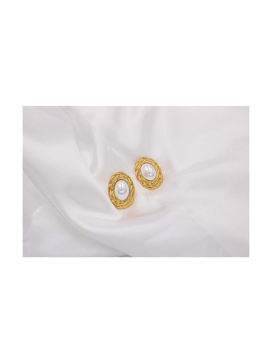 Stud Pearl Earrings Gold