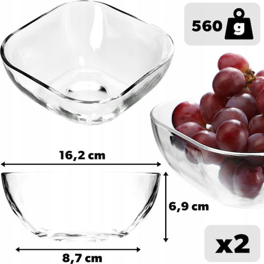 Kadax Salatschüssel Glas Transparent 16x16cm 2Stück