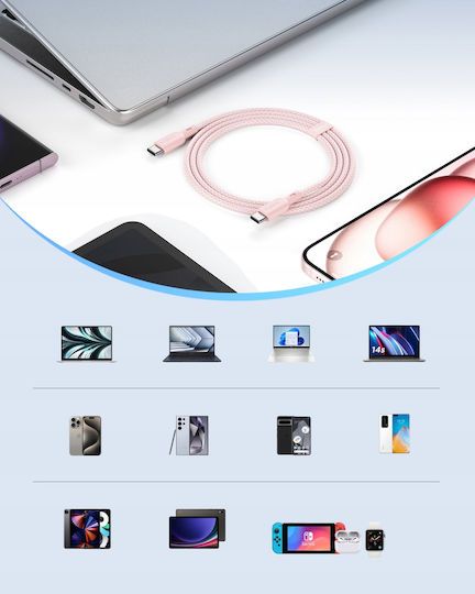 Innostyle Cablu USB 2.0 USB-C Masculin - USB-C 60W PD Roz 2m ICC150BP