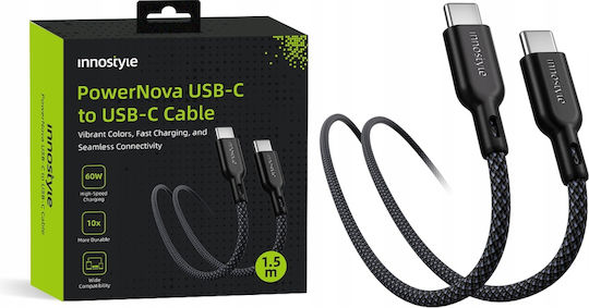 Innostyle Cablu USB 2.0 USB-C Masculin - USB-C 60W PD Negru 2m ICC150BLK