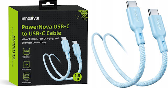 Innostyle USB 2.0 Кабел USB-C Мъжки - USB-C 60W Захранване (PD) Син 2м ICC150BB