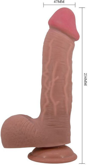 Pretty Love Sliding Skin Series Realistic Dildo Sliding Skin Suction Cup Brown 23.4 Cm Product Code D-238282