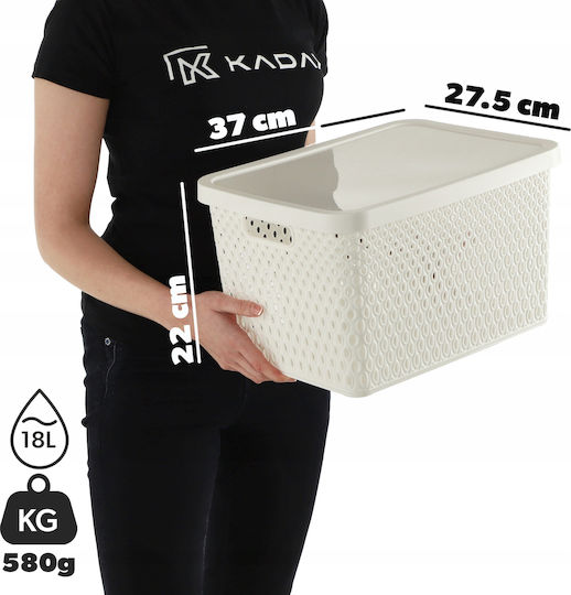 Kadax Plastic Cutie de Depozitare cu Capac Alb 18lt 3buc