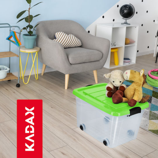 Kadax Kunststoff Aufbewahrungsbox mit Rollen und Deckel Grün 40Es 1Stück