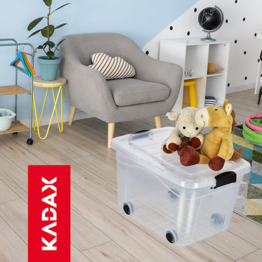 Kadax Kunststoff Aufbewahrungsbox mit Rollen und Deckel Transparent 40Es 1Stück