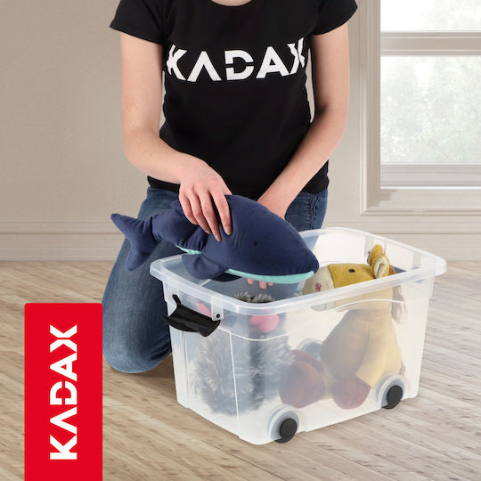 Kadax Пластмаса Кутия за съхранение с колела и капак Син 60лт 1бр