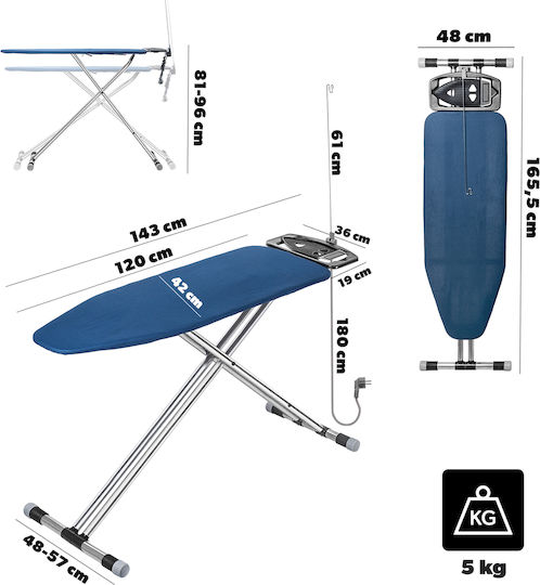 Kadax Σιδερώστρα για Σίδερο Ατμού Σπαστή 120x42cm