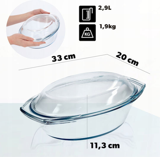 Kadax Oală Ovală de Sticlă 2.9lt 1buc