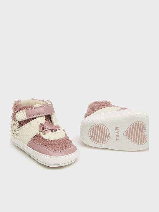 Leather Kids Boots with Velcro Pink