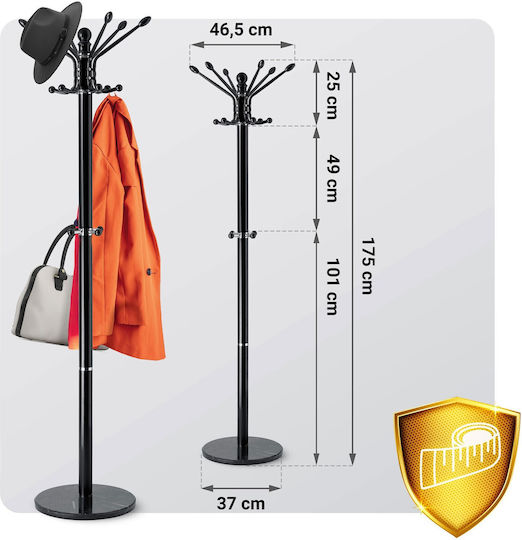 Massido Καλόγερος Μεταλλικός Μαύρος 175cm