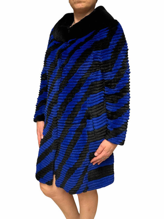 Women's Short Fur Black-blue