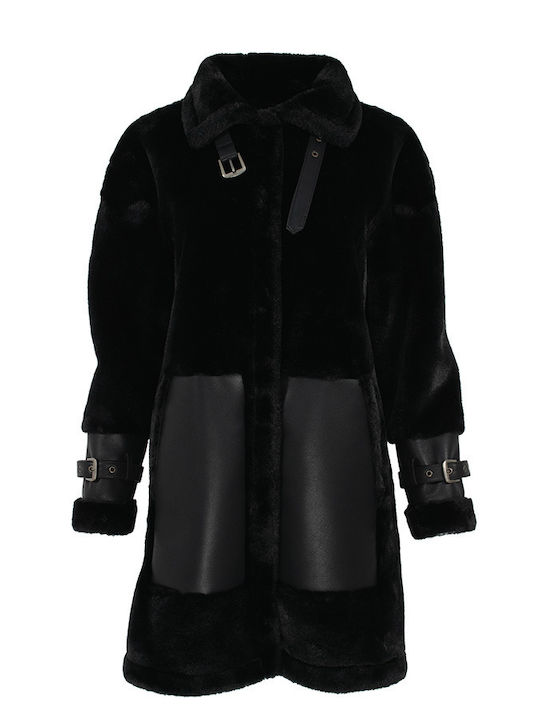 Twinset Women's Long Fur Black