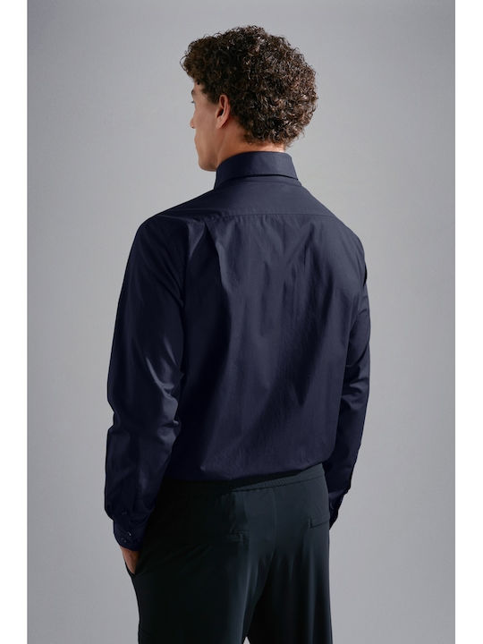 Μακρυμάνικo Βαμβακερό Πουκάμισο σε Κανονική Γραμμή Blue