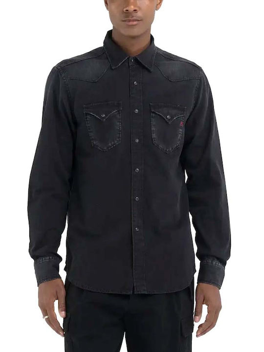 Replay Men's Shirt Denim Black