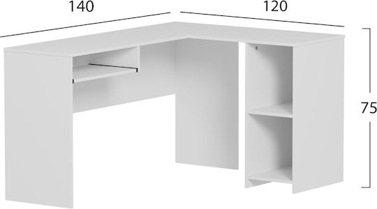 Corner Desk Shig Wooden White 140x120x75cm