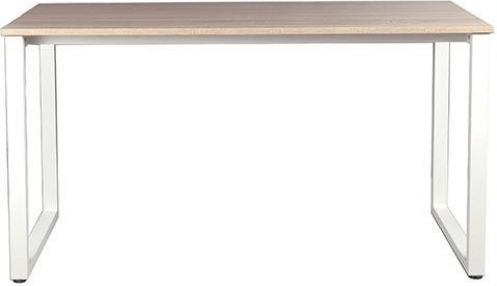 Schreibtisch Aus Holz Weiß / Natur mit Metallbeinen 140x60x75cm 33209-2