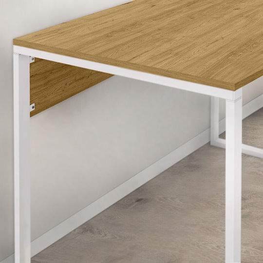 Бюро Inna Дървено Sapphire Oak/Бяло С Метални Крака 100x60x75см