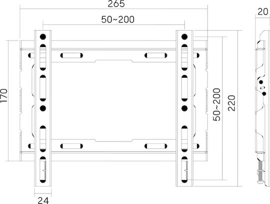 DM Pro DM-2343FS Suport TV de perete până la 43" și 45kg Negru