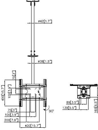 Multibrackets M Public Ceilingmount Medium Single 3000 Телевизионна стойка Таван с ръка до 55" и 30кг