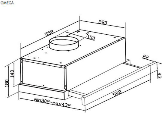 Davoline Omega Plus Sliding Vent Hood 60cm Inox