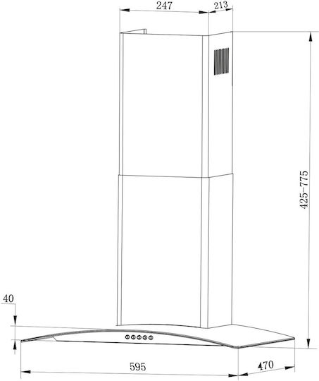 Berdsen Απορροφητήρας Καμινάδα 60cm Γκρι