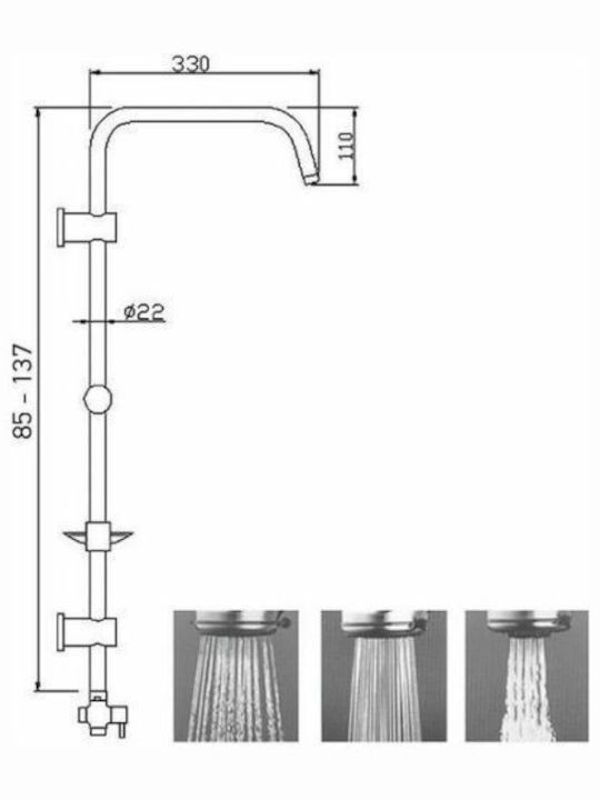 Tema Shower Column Without Battery Silver