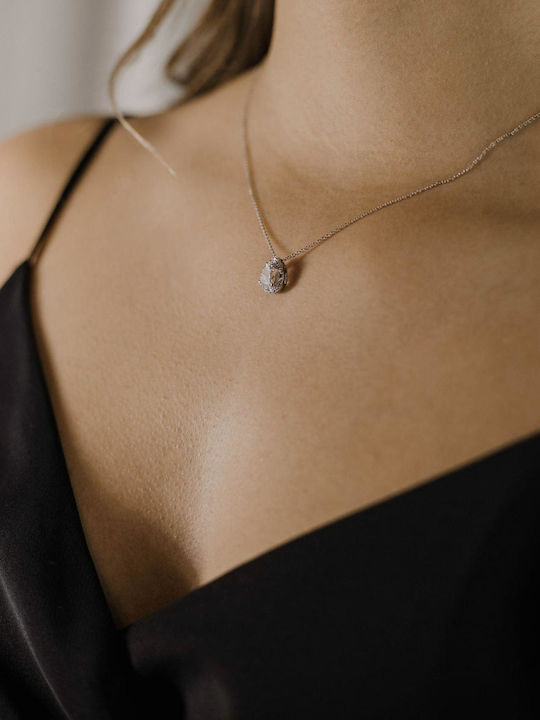 Themelidis Jewels Rosette from White gold 14K with Zircon