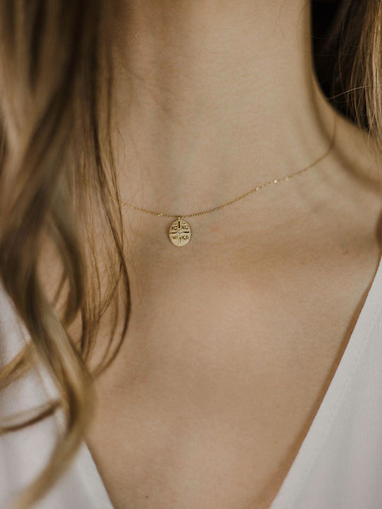 Themelidis Jewels Necklace Constantine Amulet from Gold 14K with Diamond