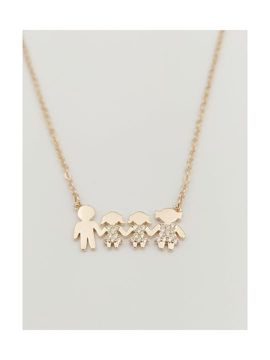 Necklace Family from Pink Gold Plated Steel